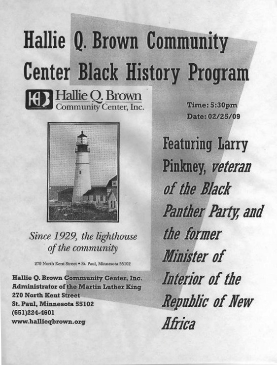 Poster of Hallie Q. Brown Community Center Black History Program, Feb. 25, 2009