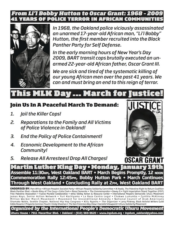 Image of 2009 Oakland, California march for justice poster 