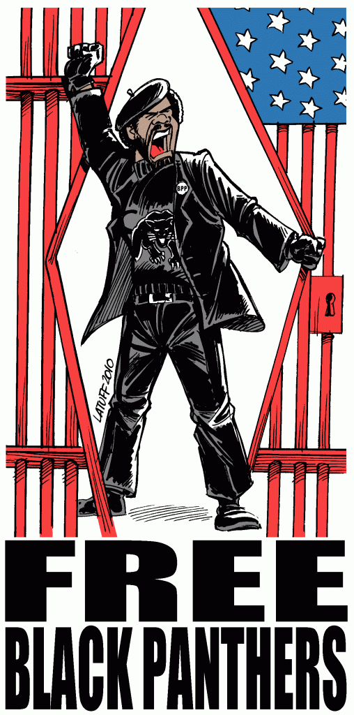 Free Black Panthers political cartoon by Carlos Latuff
